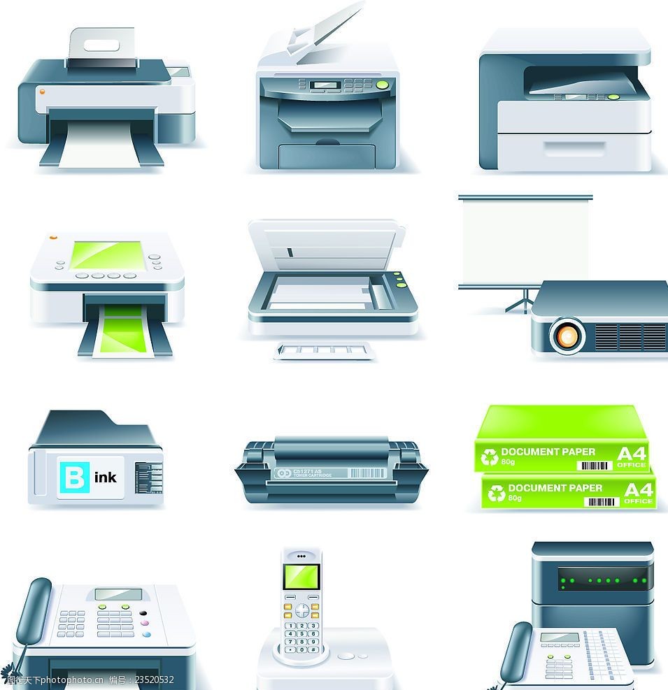 辦公設備圖標矢量素材 提升設計效率與專業度